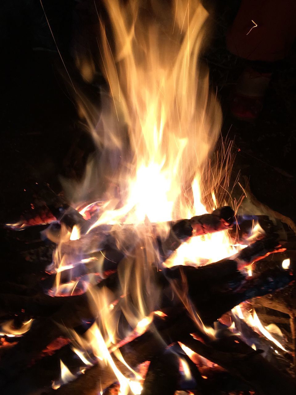 flame, heat - temperature, burning, sparks, no people, close-up, night, metal industry, outdoors