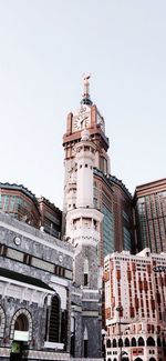 Low angle view of buildings against clear sky