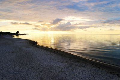 Scenic view of sea against sky at sunset