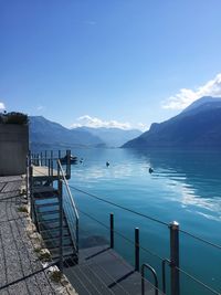 Scenic view of sea against blue sky