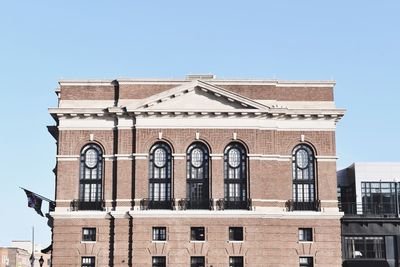 Low angle view of building against clear sky