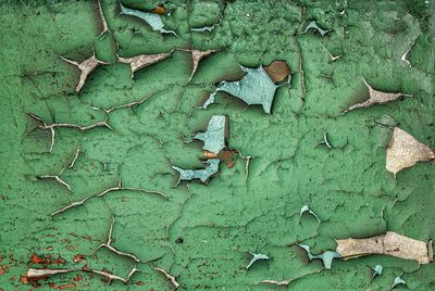 Full frame shot of weathered green wall