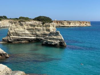 Scenic view of sea against clear sky