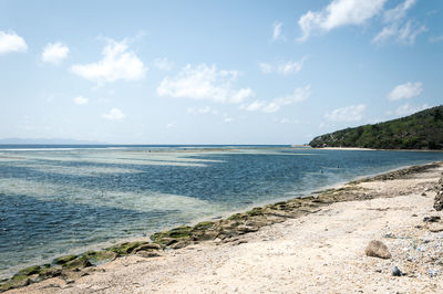 Scenic view of beach and sea against sky