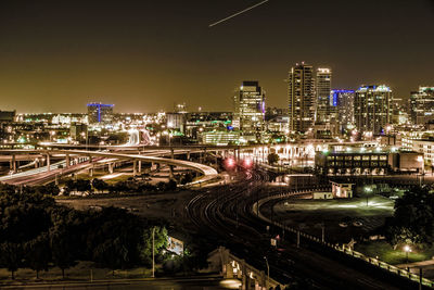 City lit up at night