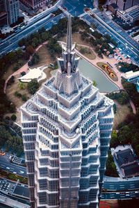 High angle view of buildings in city