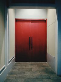 Closed door of building