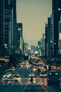 City street at sunset