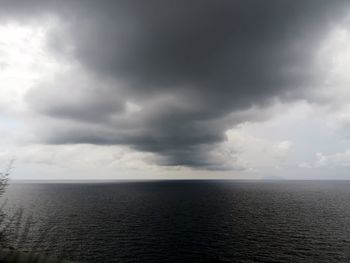 Scenic view of sea against cloudy sky