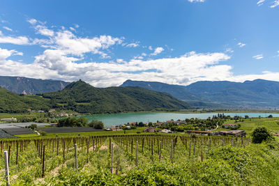 Scenic view of landscape and mountains against sky