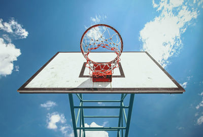 Low angle view of basketball hoop against sky