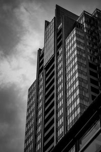 Low angle view of modern building against sky