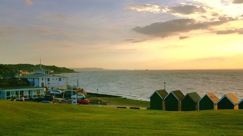 Scenic view of sea at sunset