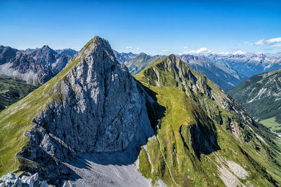 Panoramic view of snowcapped mountains against sky