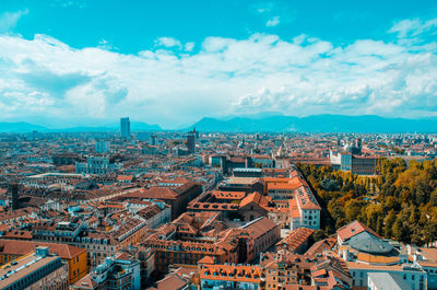 High angle view of cityscape