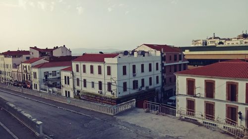 Residential buildings against clear sky