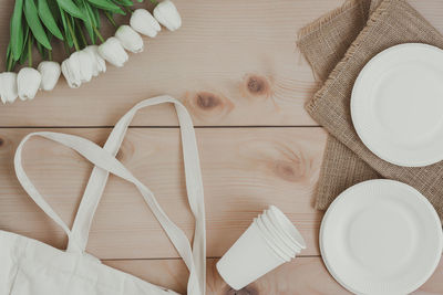 High angle view of food on table