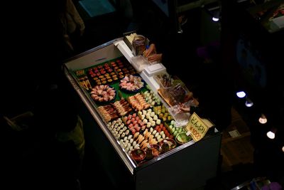 High angle view of food for sale in market