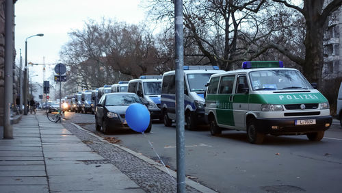 Cars parked on road