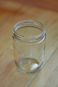 Close-up of glass of jar on table