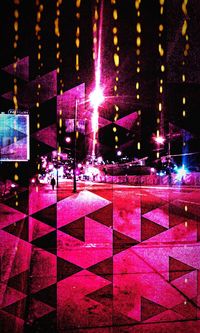 Illuminated lights at night