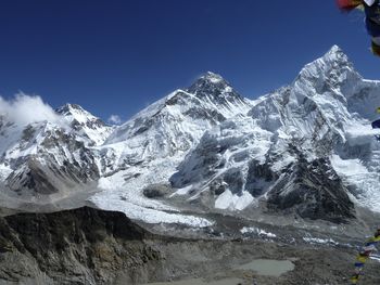 Scenic view of snowcapped mountains against clear sky mount everest