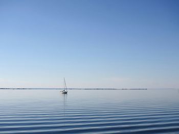 Scenic view of calm sea against clear sky