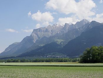 Scenic view of mountains against sky
