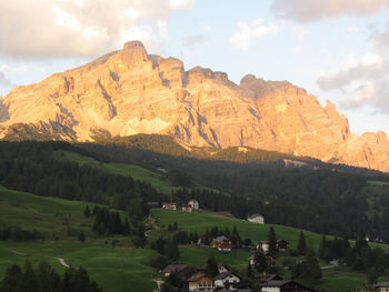 Scenic view of landscape and mountains against sky