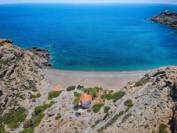 An empty beach on the southern coast of crete, greece