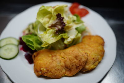 Close-up of meal served in plate