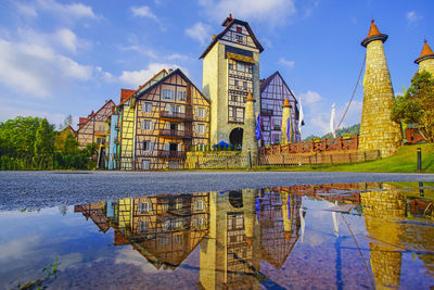 Reflection of building in lake