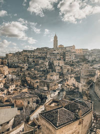 High angle view of buildings in city