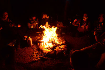 Close-up of bonfire at night