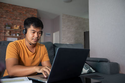 Man working on table