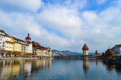 River by city against sky