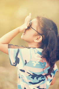 Portrait of woman looking away