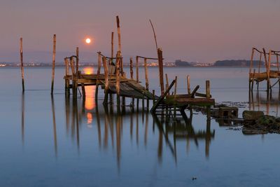 View of calm sea at sunset