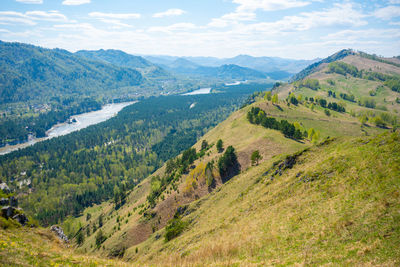 Scenic view of mountains against sky