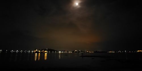 Scenic view of sea against sky at night