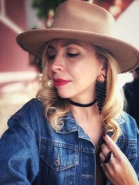 Portrait of young woman looking away