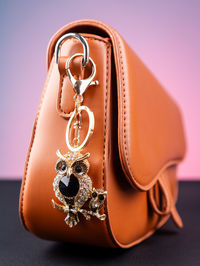 Close-up of leather bag