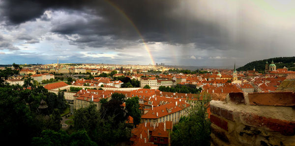 High angle view of townscape against sky