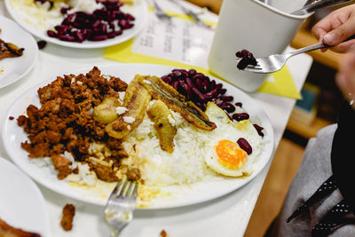 High angle view of food on table