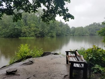 Scenic view of lake against trees