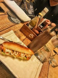 High angle view of food on table