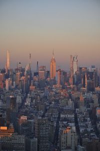 Cityscape against clear sky