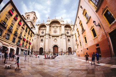 Tourists in front of church