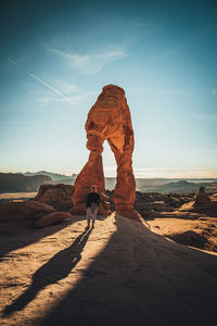 Rock formation on land against sky