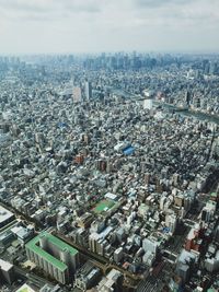 High angle view of cityscape against sky